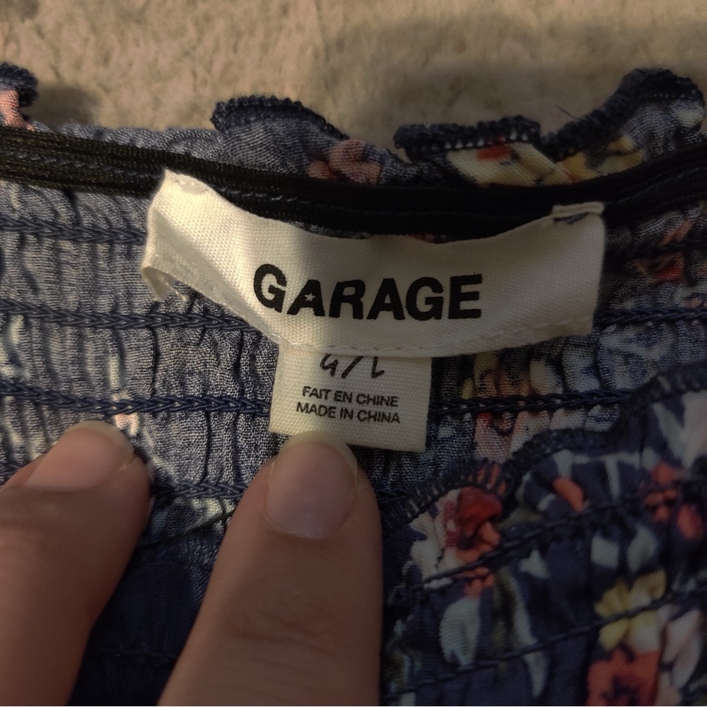 Garage Bustier Smocked Top Dark Crown Blue Combo Floral Camisole - Picture 3 of 6